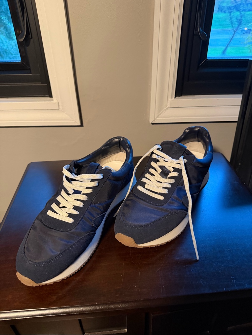 Matisse Navy Blue Retro Runner Sneakers with White Laces